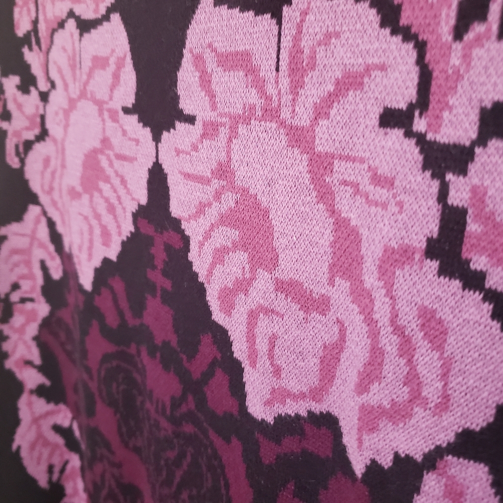 Ann Taylor Floral purple and fuschia knit sheath dress medium - Picture 3 of 6
